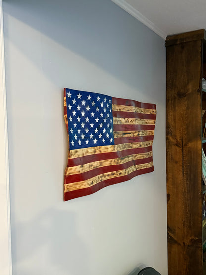 Wavy American Flag – Handcrafted Patriotism in Every Curve