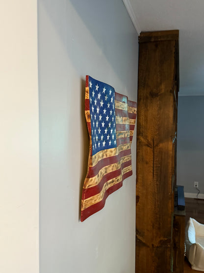 Wavy American Flag – Handcrafted Patriotism in Every Curve