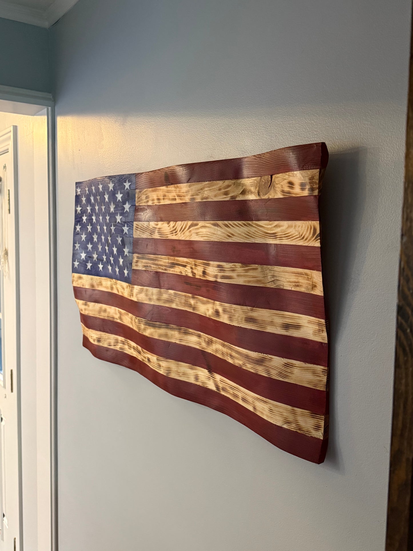 Wavy American Flag – Handcrafted Patriotism in Every Curve