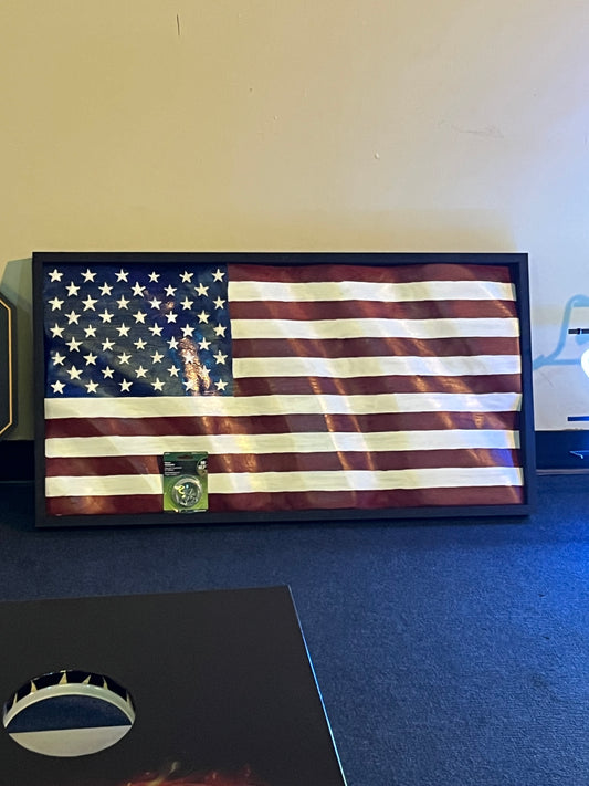 Handcrafted Wavy Wooden American Flag – A Patriotic Work of Art